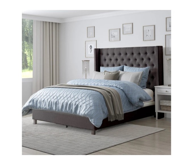 Kate Dark Grey Fabric Frame Queen